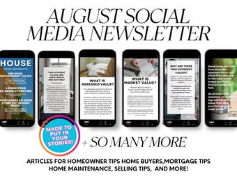 Real Estate August Social Media Newsletter Template - Realtor Marketing