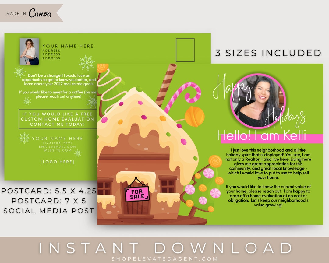 Real Estate Holiday Card Realtor Hello Neighbor Postcard Etsy