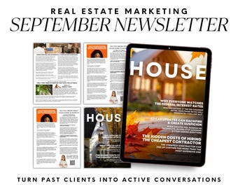 Real Estate September Printable Newsletter Template, Realtor Marketing (Canva)