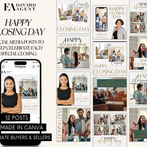 Realtor Closing Day Post, Real Estate Closing, Realtor Marketing, Real Estate Social Media, Realtor Instagram, Real Estate Template, Canva