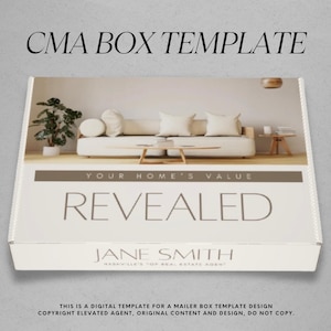 CMA Box Template, Realtor CMA Packet, Real Estate Mailer, Real Estate Marketing, CMA Mailer, Real Estate Box, Custom Box Template, Canva Box