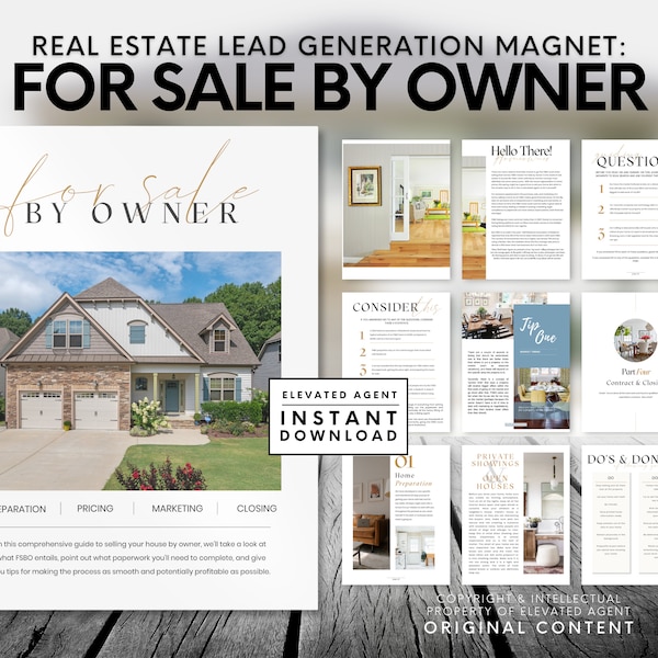 For Sale By Owner, Real Estate Handout, FSBO Template, FSBO Packet, For Sale by Owner Templates, Real Estate Marketing, Seller Guide, FSBO