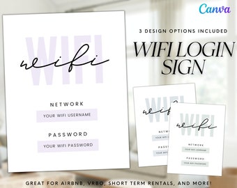 Editable WiFi Password Sign Template, Airbnb VRBO, Canva (Digital Download)