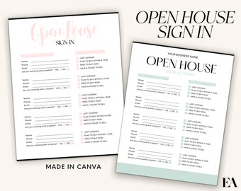 Bearbeitbares Open House-Anmeldeblatt, Makler Open House-Formular, Wohnungsmarkting, druckbare Wohnung, Canva-Vorlage, Sofort-Download