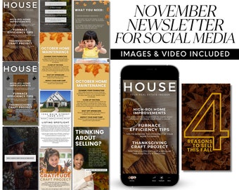November Real Estate Newsletter Template: Social Media Marketing (Canva)