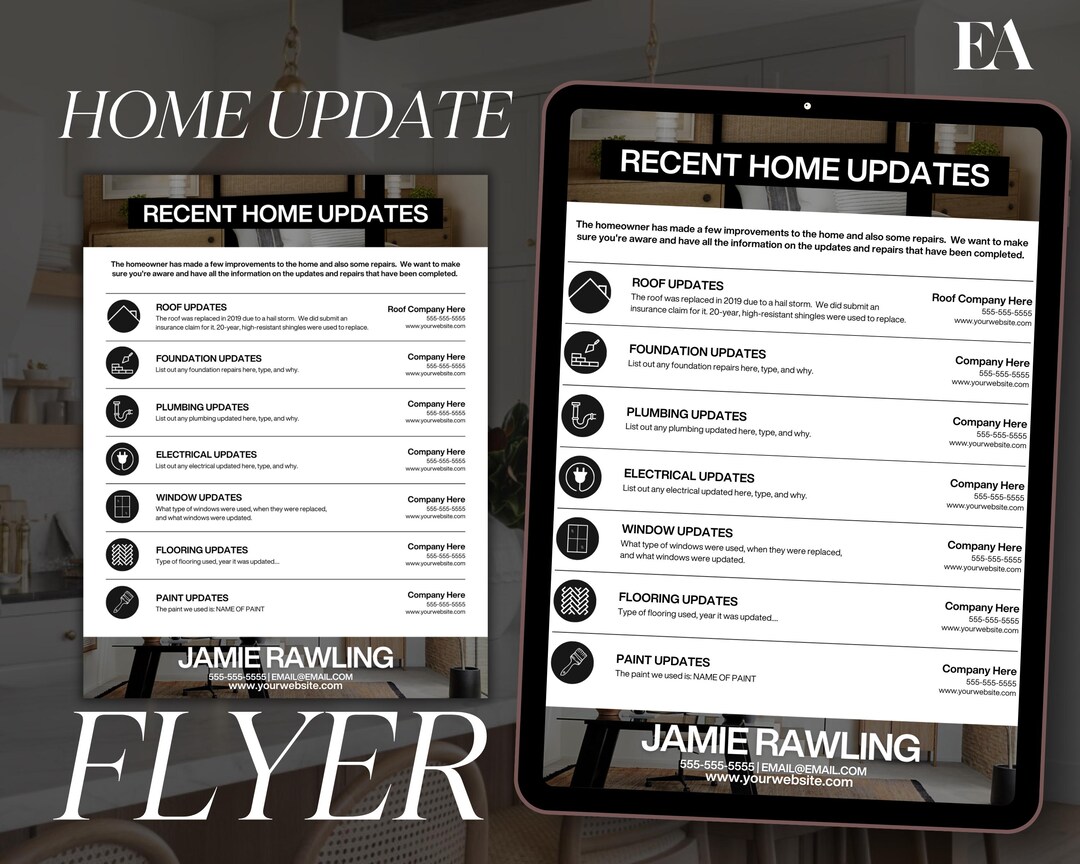 Real Estate Home Update Flyer: Canva Template - Etsy