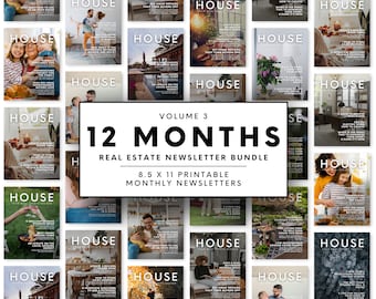 Real Estate Newsletter Bundle, Newsletter Template, Realtor Newsletter, Real Estate Flyer, Real Estate Farming, Client Mailer, Open House