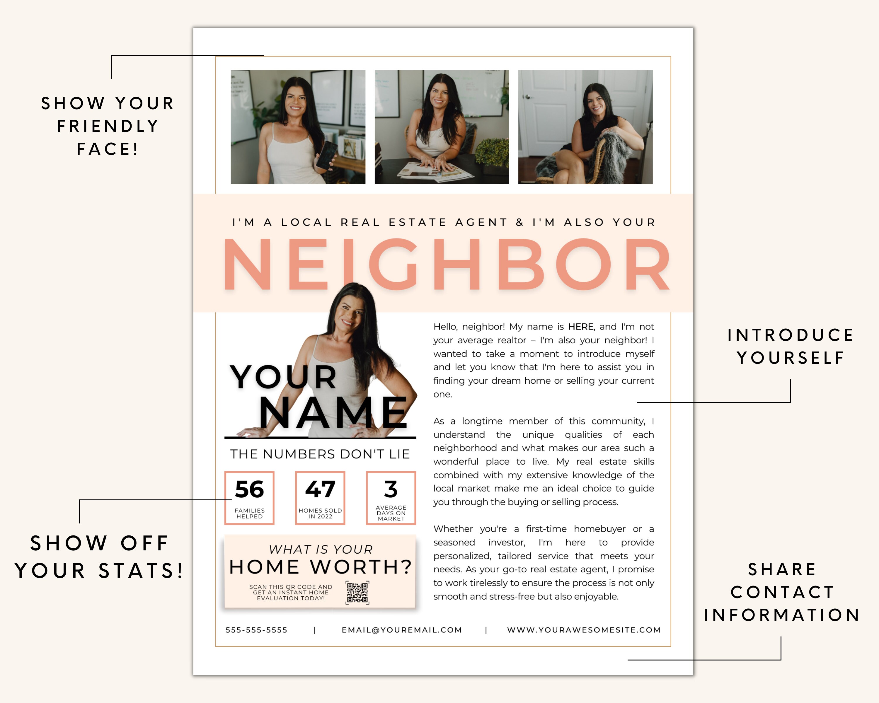 Real Estate Agent Introduction Letter, Neighbor Canva Template - Etsy