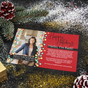 Real Estate Holiday Card Realtor Hello Neighbor Postcard Realtor Holiday Farming Postcard Real Estate Marketing Real Estate Template Canva