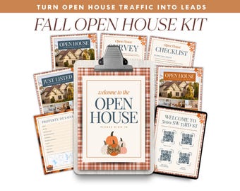 Real Estate Fall Open House Kit - Autumn Realtor Marketing Template (Canva)