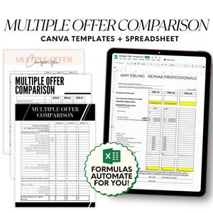 Multiple Offer Presentation, Offer Summary Cover Sheet, Real Estate Marketing, Multiple Offer, Multiple Offer Comparison, Buyer Offer