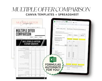 Multiple Offer Presentation, Offer Summary Cover Sheet, Real Estate Marketing, Multiple Offer, Multiple Offer Comparison, Buyer Offer
