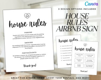 Modèle de panneau modifiable du règlement intérieur Airbnb (imprimable)
