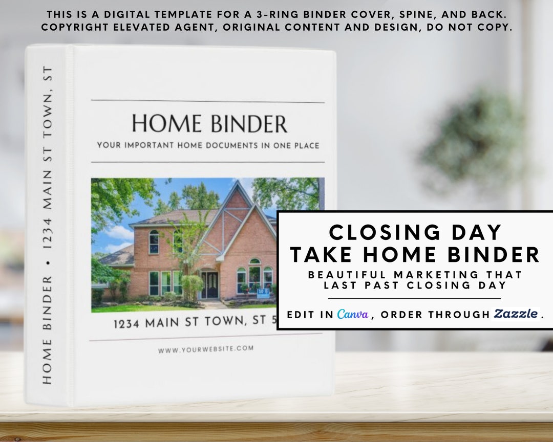 Real Estate Marketing, Home Binder, Real Estate Templates, Realtor Closing, Real Estate Closing
