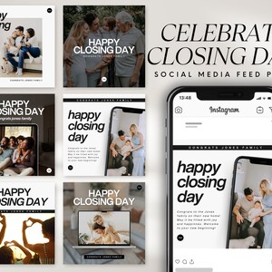 Real Estate Closing Day Feed Posts, Realtor Instagram, Real Estate Social Media, Realtor Marketing, Facebook Posts, Real Estate Template