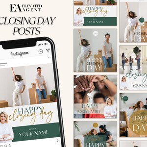 Real Estate Closing Day Social Media Posts, Realtor Instagram, Real Estate Instagram Post, Realtor Marketing, Real Estate Template, Canva