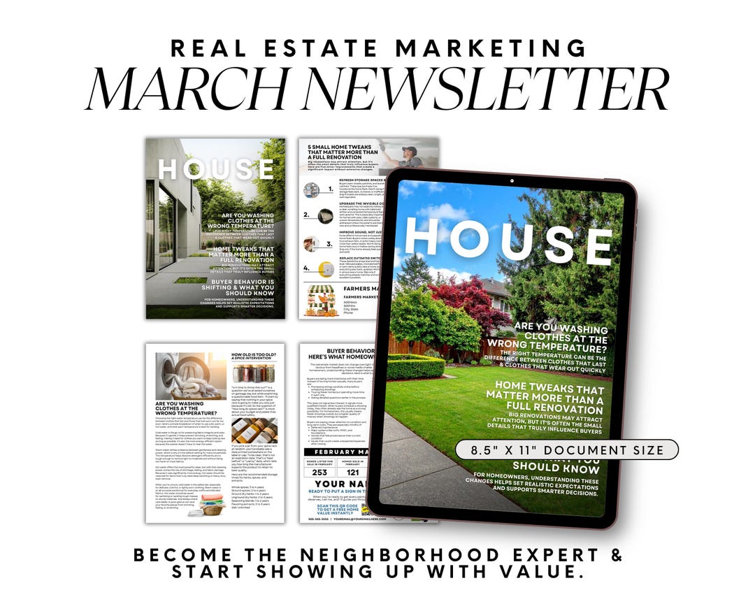 March Printable Newsletter Template - Real Estate Spring Marketing ...