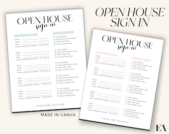 Bearbeitbares Open House-Anmeldeblatt, Makler Open House-Formular, Wohnungsmarkting, druckbare Wohnung, Canva-Vorlage, Sofort-Download