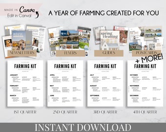 Real Estate Marketing Template Farming Kit for Realtor Canva Digital Marketing Bundle Social Media Postcard Newsletter Instant Download