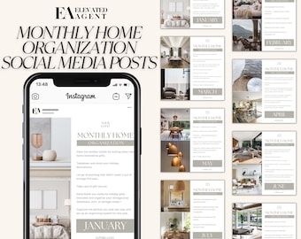 Home Organization Social Media Posts, Real Estate Marketing, Realtor Instagram, Real Estate Template, Real Estate Social Media Template