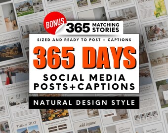 One-Year Social Media Posts Bundle, Real Estate Template, Realtor Marketing, Social Media Content Planner, Realtor Instagram, Canva Template