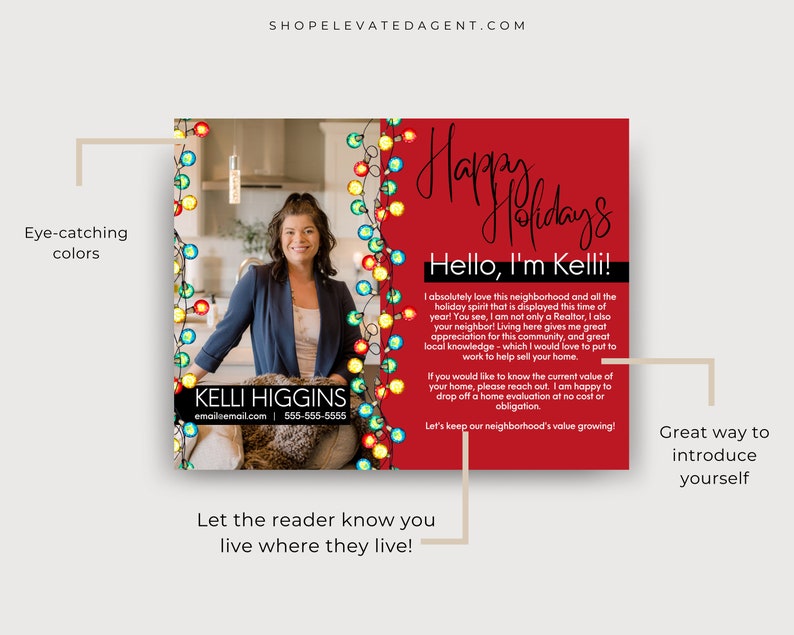 Real Estate Holiday Card Realtor Hello Neighbor Postcard Realtor Holiday Farming Postcard Real Estate Marketing Real Estate Template Canva