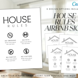 Hausregeln Airbnb-Schild, Willkommensschild für Airbnb-Gastgeber, Ferienunterkunft druckbar, Gastankommensplakat, Vorlage für VRBO, Strandhausregel