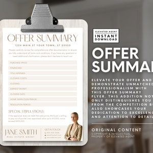 Real Estate Offer Summary, Real Estate Marketing, Realtor Offer Summary, Real Estate Template,  Realtor Flyer, Real Estate Farming, Canva