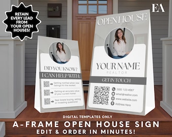 Real Estate Open House Sign Template: Modern Realtor Marketing (Canva Editable, Digital Download