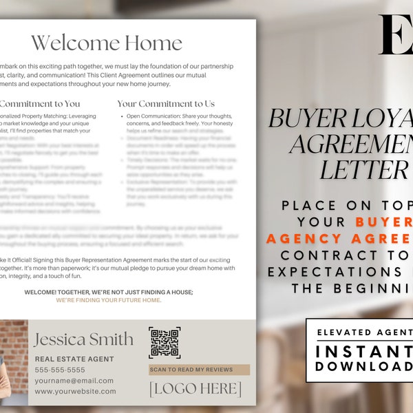 Real Estate Buyer's Agreement Letter, Contract Template, Moving Checklist, Real Estate Flyer, Home Buyer Agreement, Real Estate Marketing