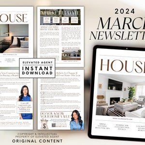 Real Estate March Newsletter, Real Estate Marketing, Real Estate Newsletter, Email Marketing, Canva Template, Printable