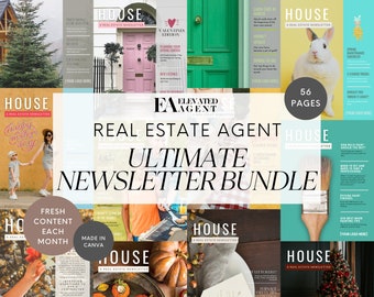 Real Estate Monthly Newsletter Bundle Real Estate Mailer Monthly Newsletter Template Realtor Newsletter Real Estate Newsletter Farming