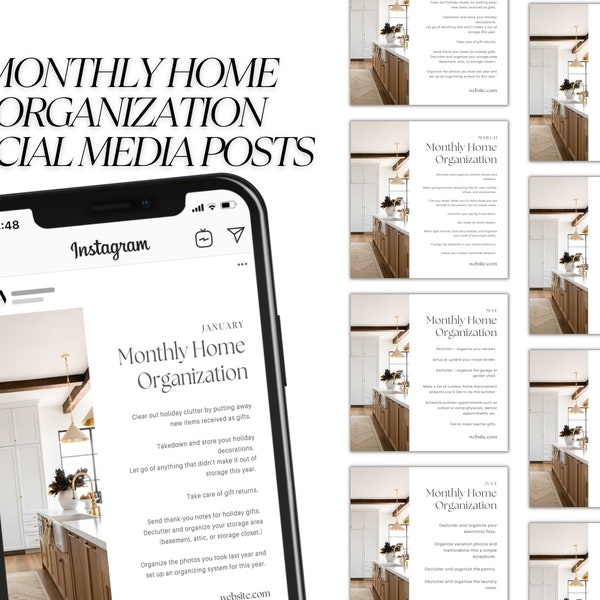 Home Organization, Real Estate Social Media Templates, Real Estate Instagram Posts - Realtor Social Media - Real Estate Instagram Stories