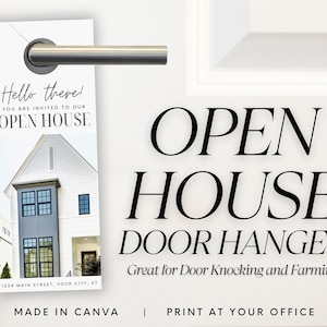 Real Estate Open House Door Hanger Realtor Open House Invite Neighborhood Farming Real Estate Door Knocker Tag Real Estate Canva Template
