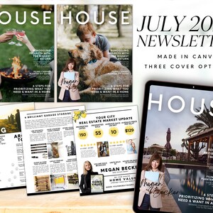 Modello di newsletter immobiliare di luglio Newsletter immobiliare di luglio Newsletter per l'immobiliare Newsletter estiva Newsletter agricola Mailer