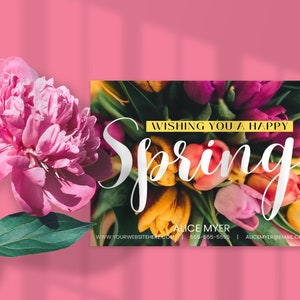 Real Estate Hello Spring Postcard, Realtor Spring Card, Realtor Farming ...