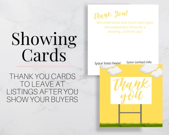 Real Estate Showing Cards 2 Real Estate Marketing Realtor Etsy