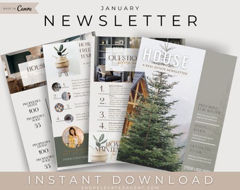 Real Estate January Newsletter Template: Realtor Marketing (Digital Download)