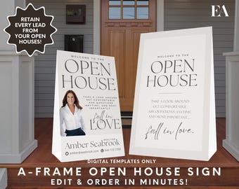 Real Estate Open House A-Frame Sign: Realtor Marketing Template (Canva)