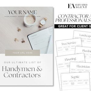 Contractor List, Professionals List, Real Estate Template, Real Estate Marketing, Home Improvement, Real Estate, Realtor, Lenders, Handyman