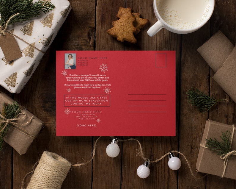 Real Estate Holiday Card Realtor Hello Neighbor Postcard Realtor Holiday Farming Postcard Real Estate Marketing Real Estate Template Canva