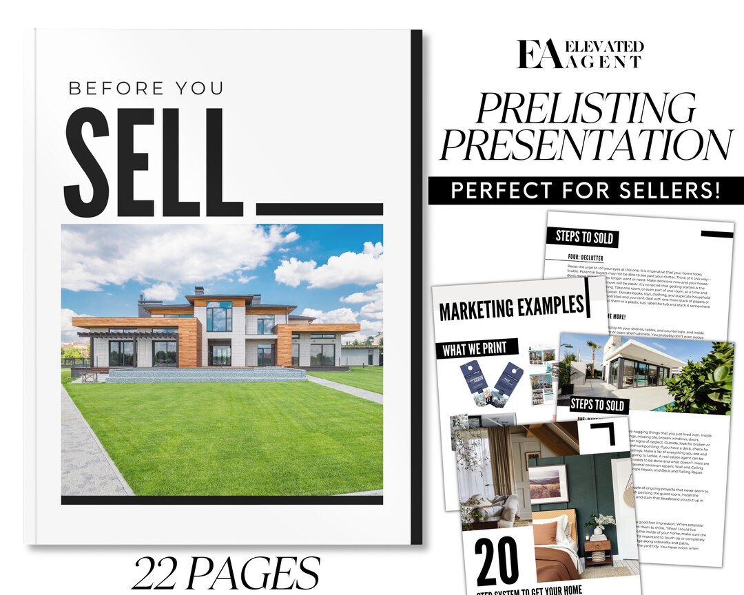 Real Estate Seller Pre-listing Presentation: Canva Template - Etsy