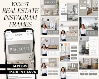 Just Sold Instagram Template, Real Estate Marketing, Realtor Instagram, Real Estate Social Media, Real Estate Template, Realtor Flyer, Canva