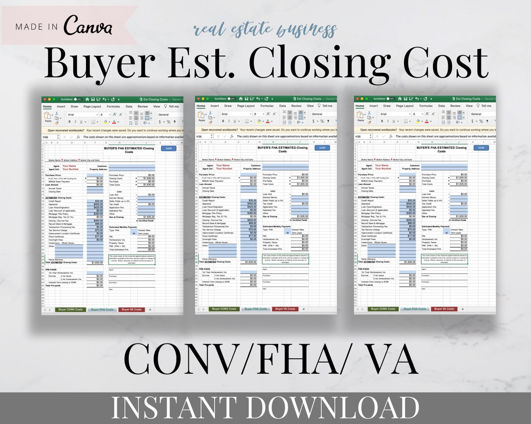 Closing cost calculator for buyer discount