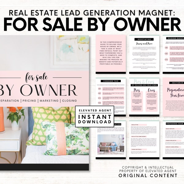 For Sale By Owner Guide, Real Estate Marketing, Real Estate Template, FSBO Guide, Home Seller Guide, Moving Checklist, Realtor Flyer, Canva