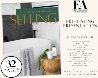 Pre-Listing-Präsentation für Verkäufer, Makler, Pre-Listing-Paket, Canva, Grundbesitz, Verkäufer-Leitfaden