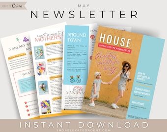Real Estate Newsletter,  May Newsletter, Mothers Day Newsletter, Real Estate Marketing, Spring Newsletter, Real Estate Templates, Realtor