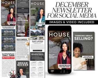 Real Estate December Newsletter Story, Newsletter Template, Realtor Newsletter, Real Estate Marketing, Realtor Social Media, Realtor Flyer