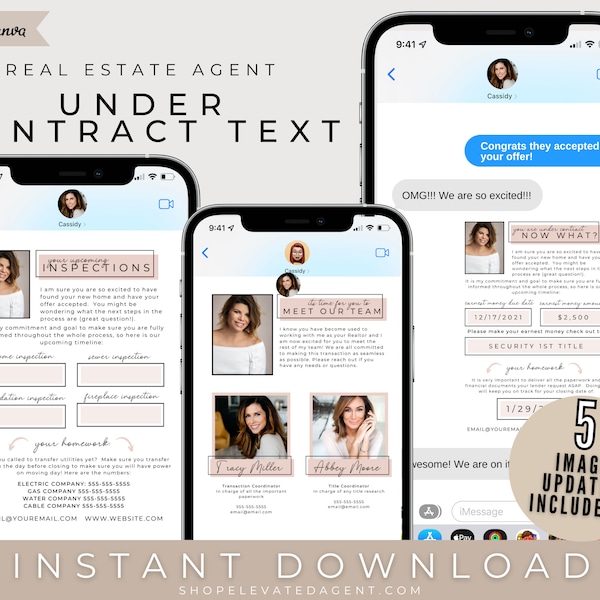 Actualización de contrato en formato de texto, mensaje de texto inmobiliario, marketing inmobiliario, folleto de contrato, contrato, plantilla para compradores de vivienda