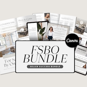 FSBO Bundle Template, Real Estate Marketing, For Sale by Owner Drip Campaign, Real Estate Postcard, FSBO Door Hanger, Home Seller Guide